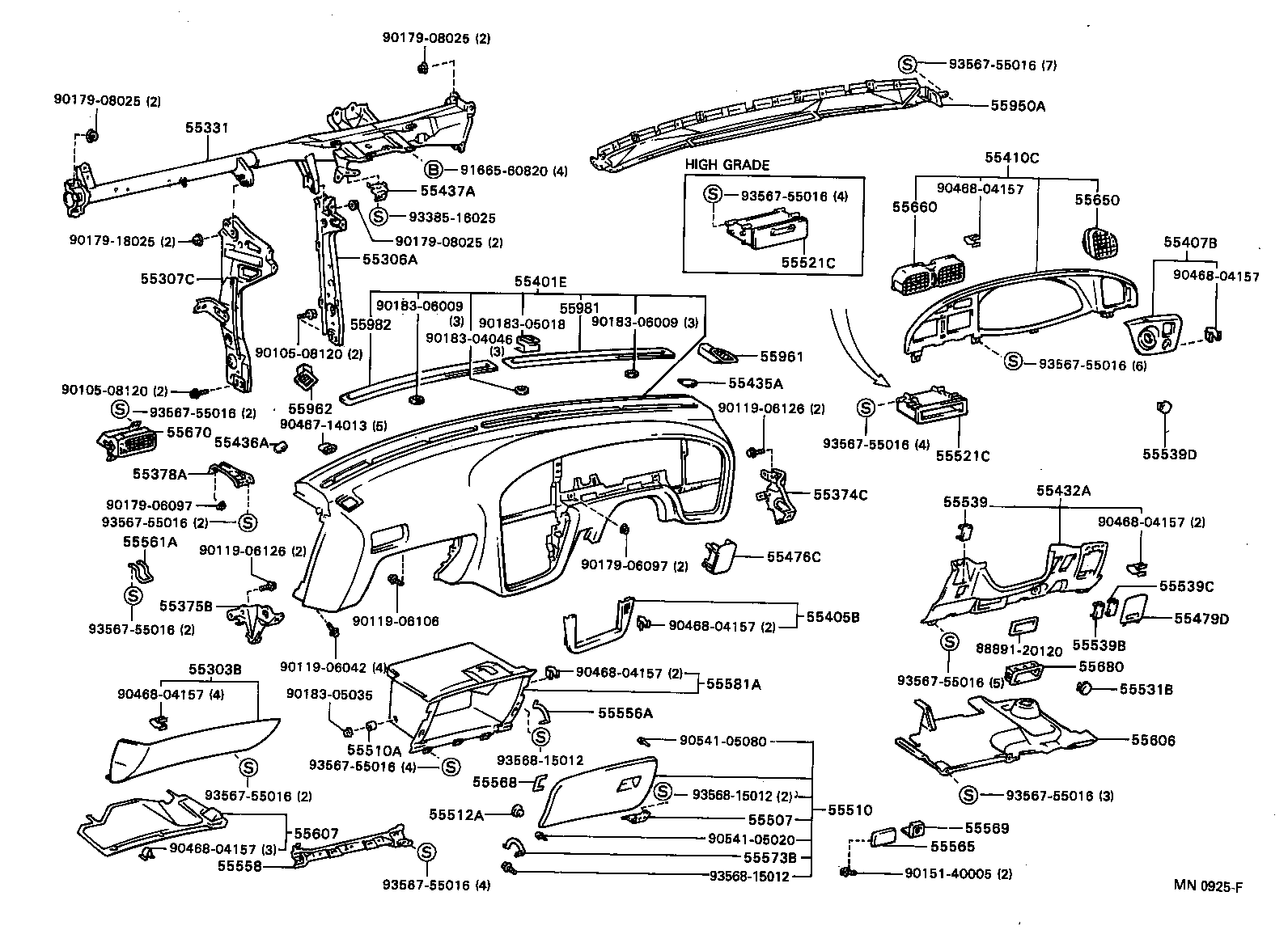  CAMRY VISTA |  INSTRUMENT PANEL GLOVE COMPARTMENT