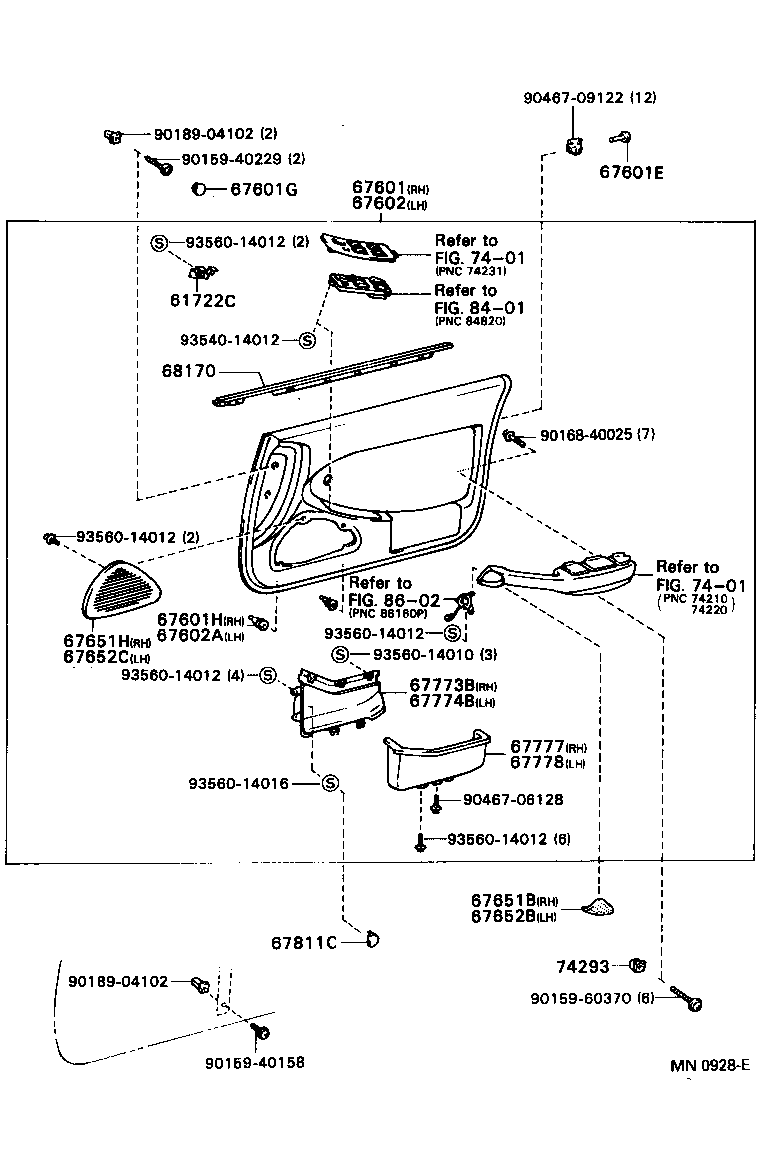  CAMRY VISTA |  FRONT DOOR PANEL GLASS