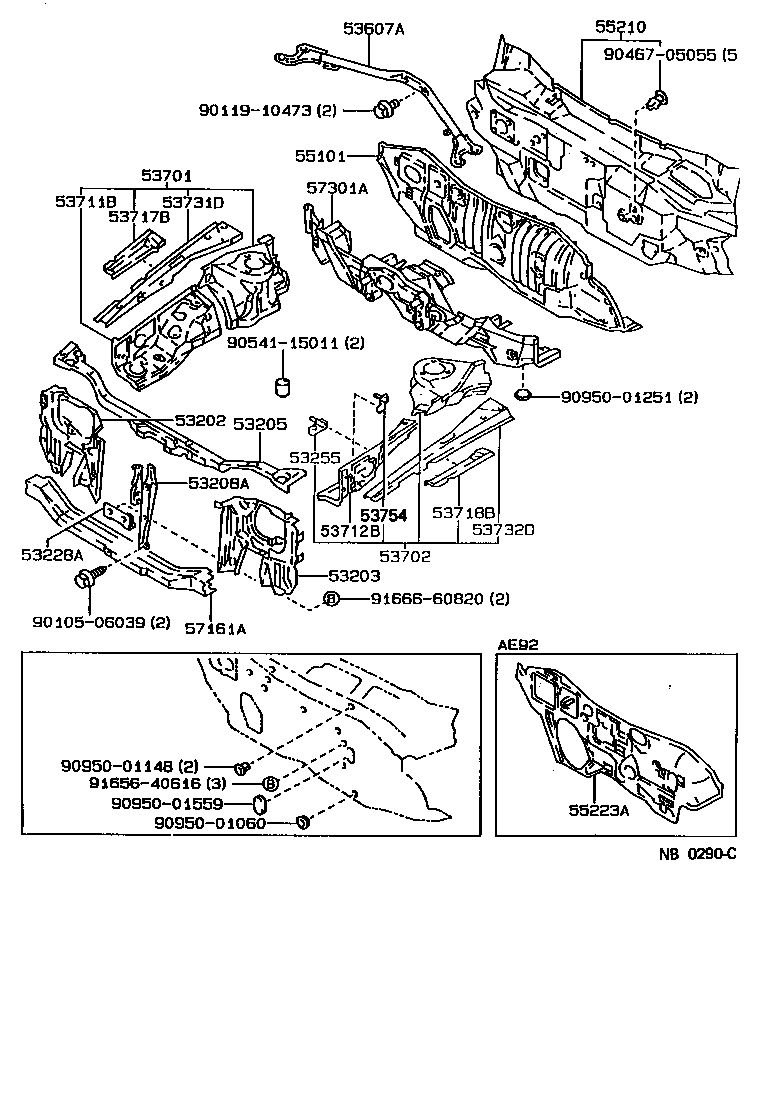  SPRINTER TRUENO |  FRONT FENDER APRON DASH PANEL