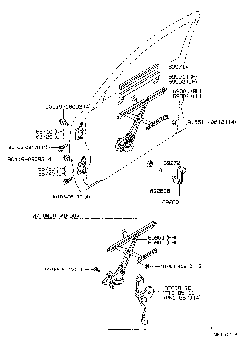  CARINA FF |  FRONT DOOR WINDOW REGULATOR HINGE