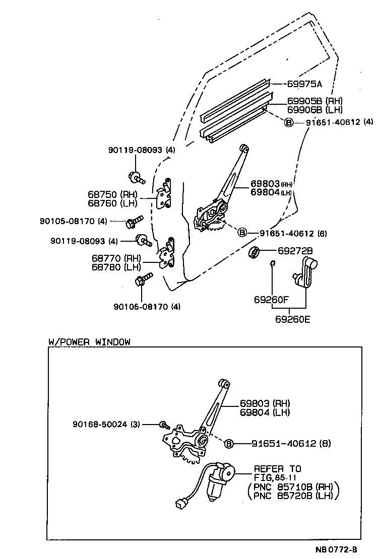  CARINA FF |  REAR DOOR WINDOW REGULATOR HINGE