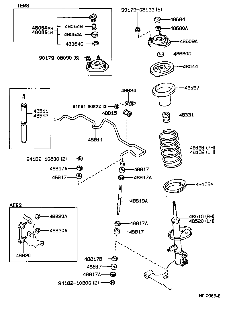  SPRINTER TRUENO |  FRONT SPRING SHOCK ABSORBER