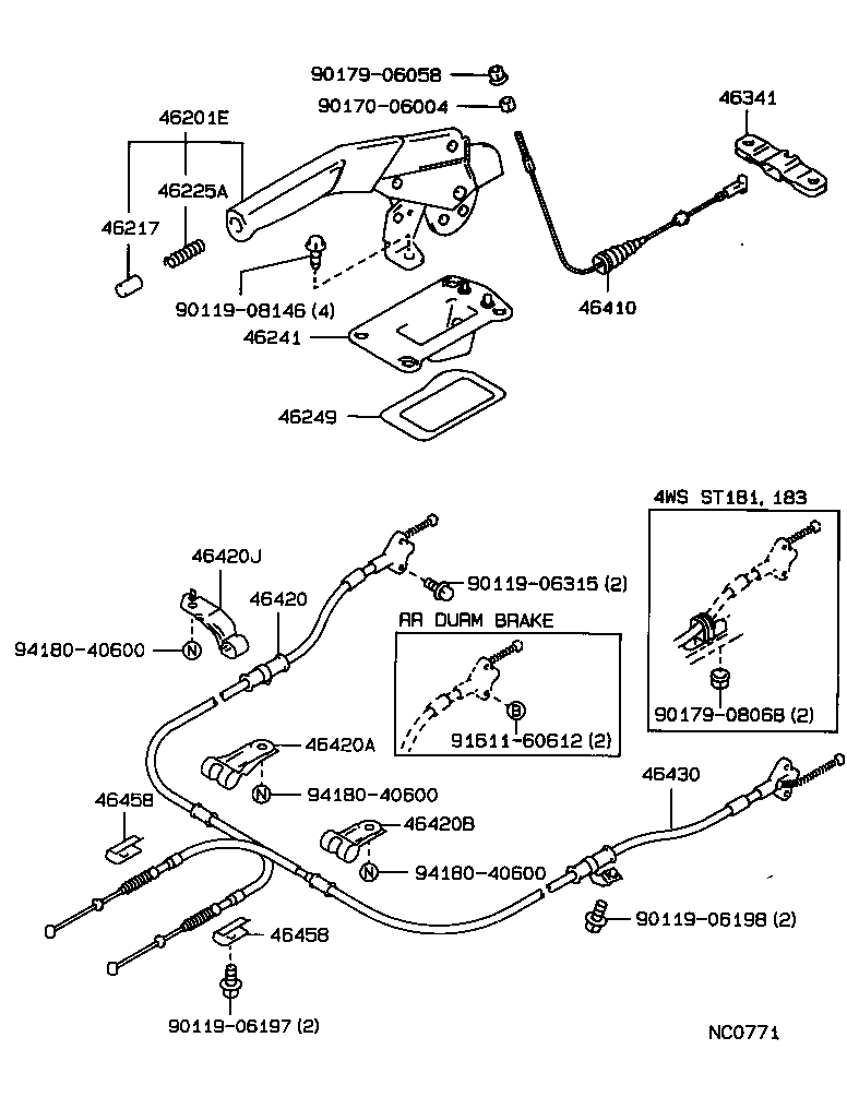  CARINA ED |  PARKING BRAKE CABLE