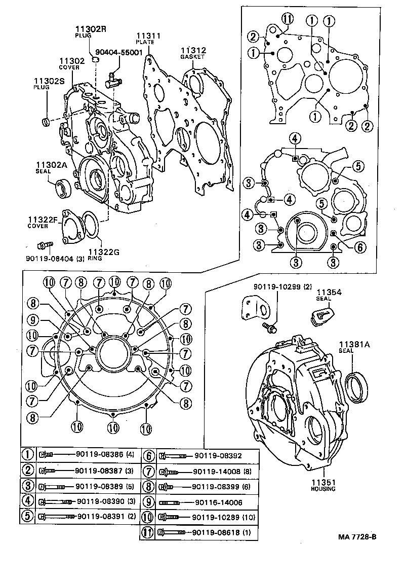  DYNA TOYOACE |  TIMING GEAR COVER REAR END PLATE