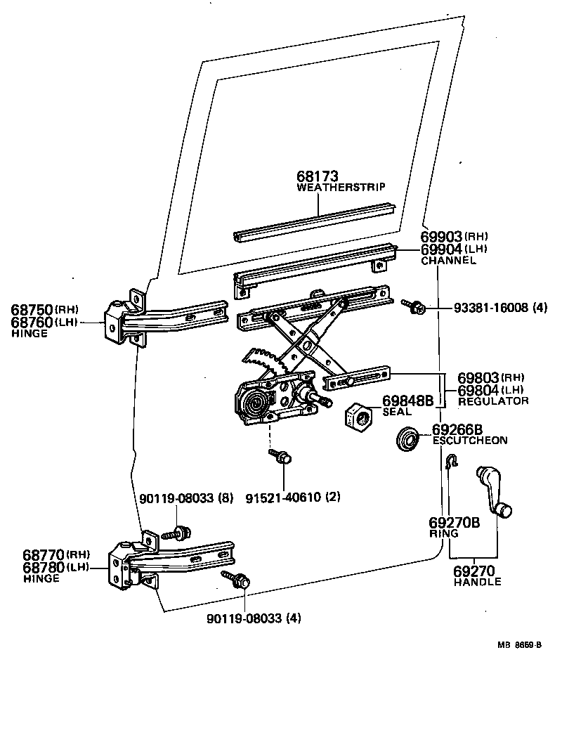  TOYOACE |  REAR DOOR WINDOW REGULATOR HINGE
