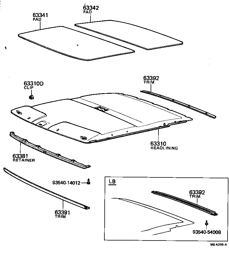  COROLLA |  ROOF HEADLINING SILENCER PAD