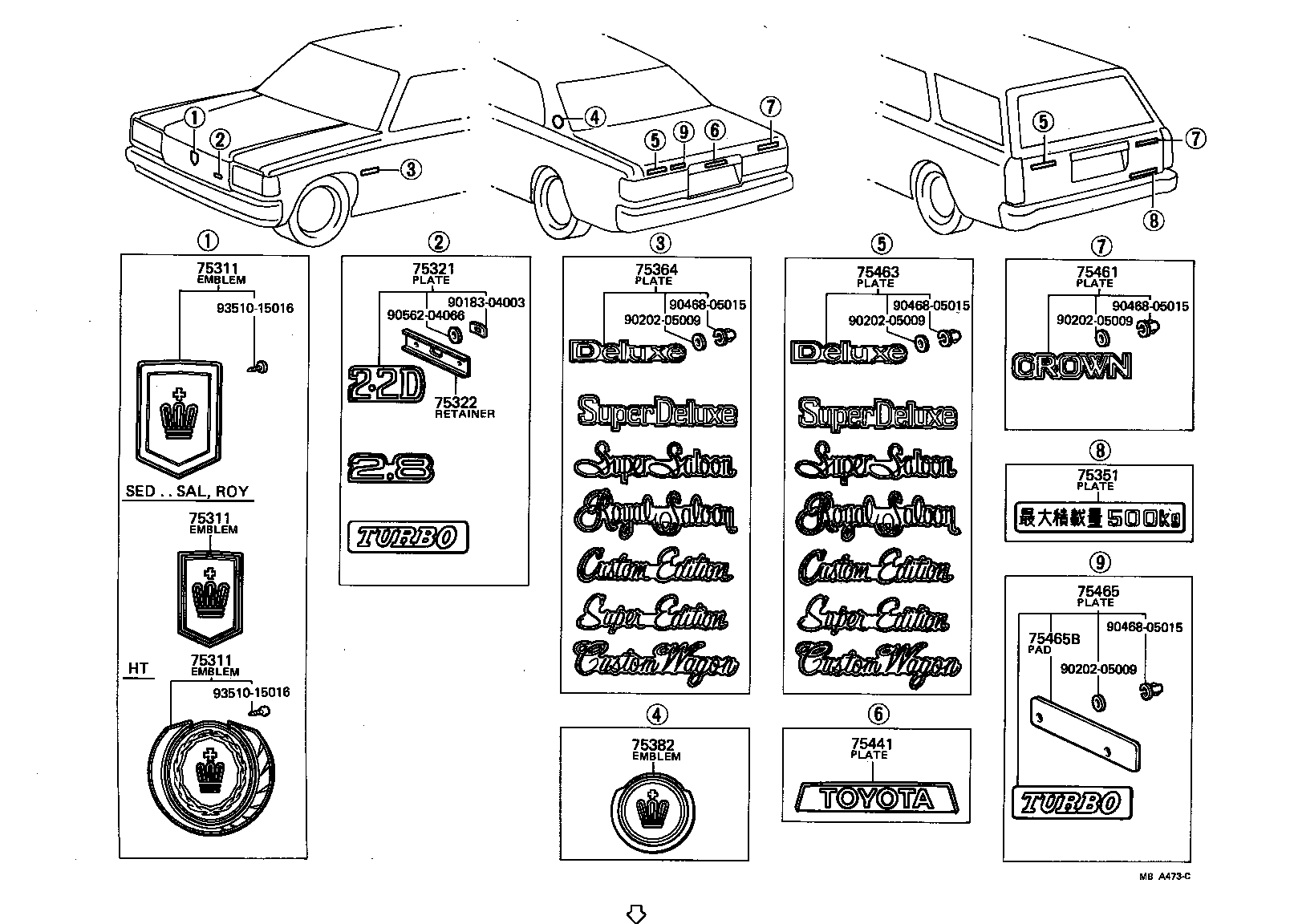  CROWN |  EMBLEM NAME PLATE EXTERIOR INTERIOR