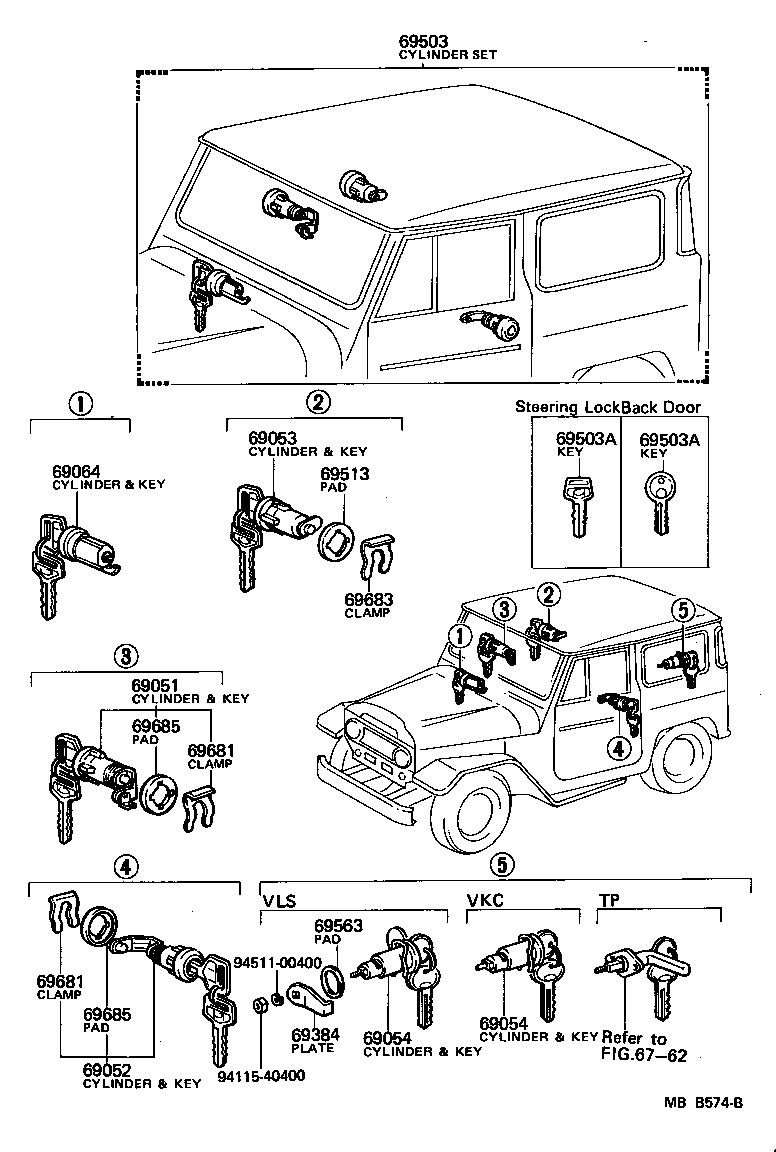  LAND CRUISER S T H T |  LOCK CYLINDER SET