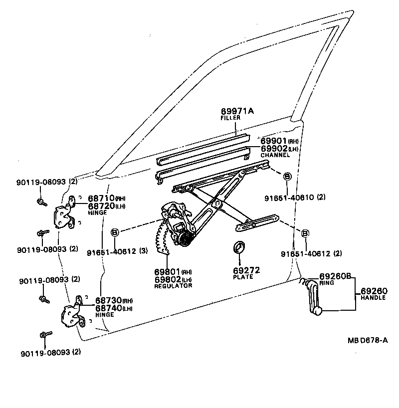  SPRINTER CARIB |  FRONT DOOR WINDOW REGULATOR HINGE