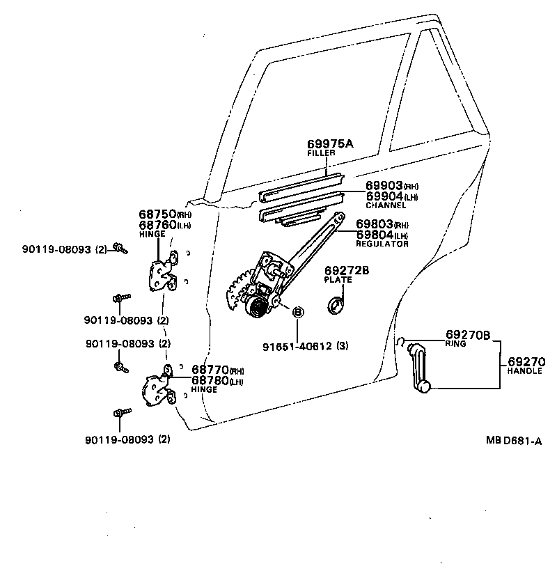  SPRINTER CARIB |  REAR DOOR WINDOW REGULATOR HINGE