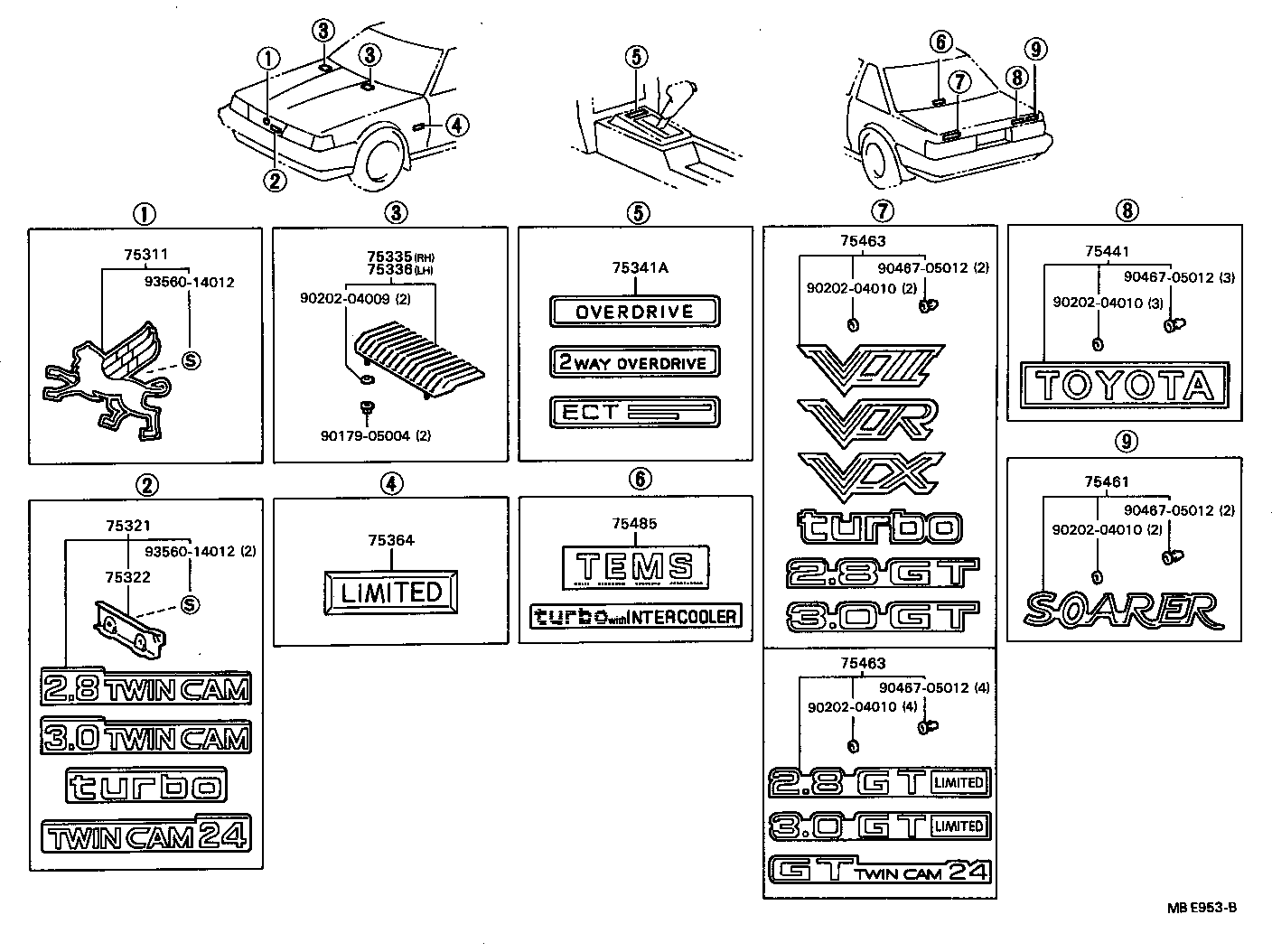  SOARER |  EMBLEM NAME PLATE EXTERIOR INTERIOR