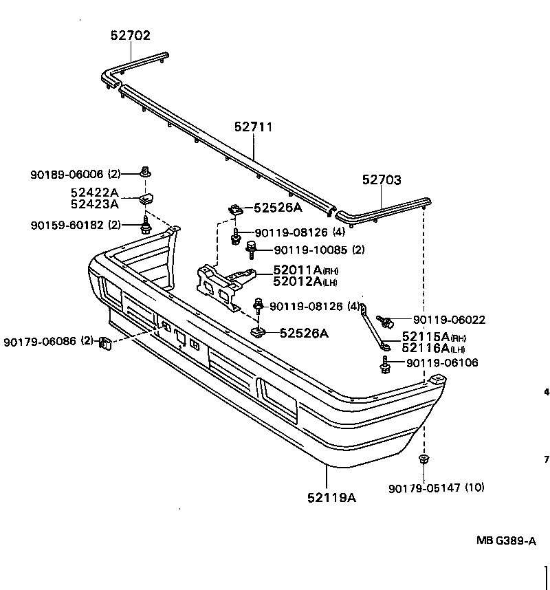 CAMRY VISTA |  FRONT BUMPER BUMPER STAY