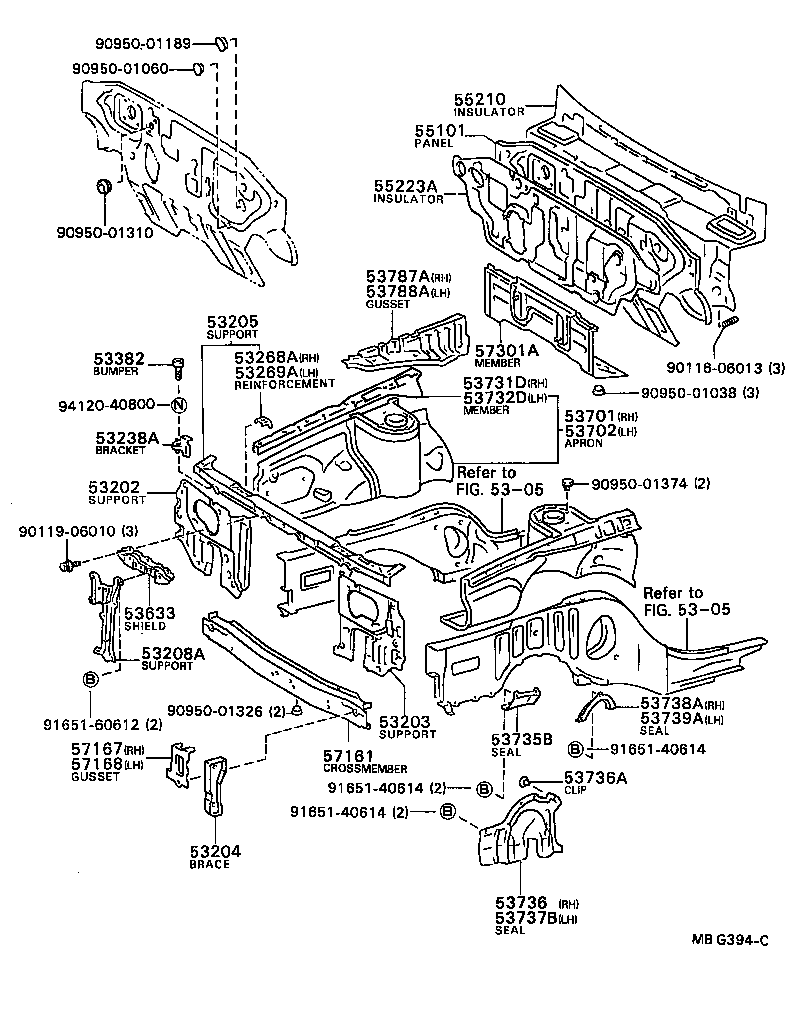  CAMRY VISTA |  FRONT FENDER APRON DASH PANEL