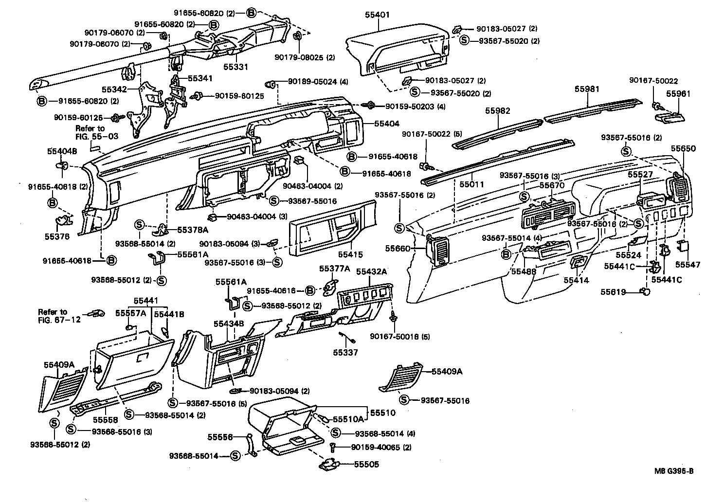  CAMRY VISTA |  INSTRUMENT PANEL GLOVE COMPARTMENT