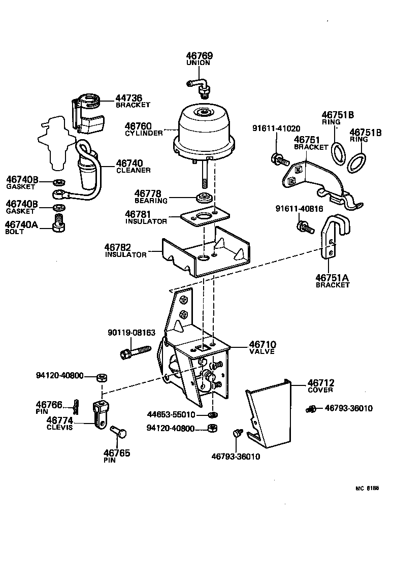  TOYOACE |  EXHAUST BRAKE ASSEMBLY VACUUM CYLINDER