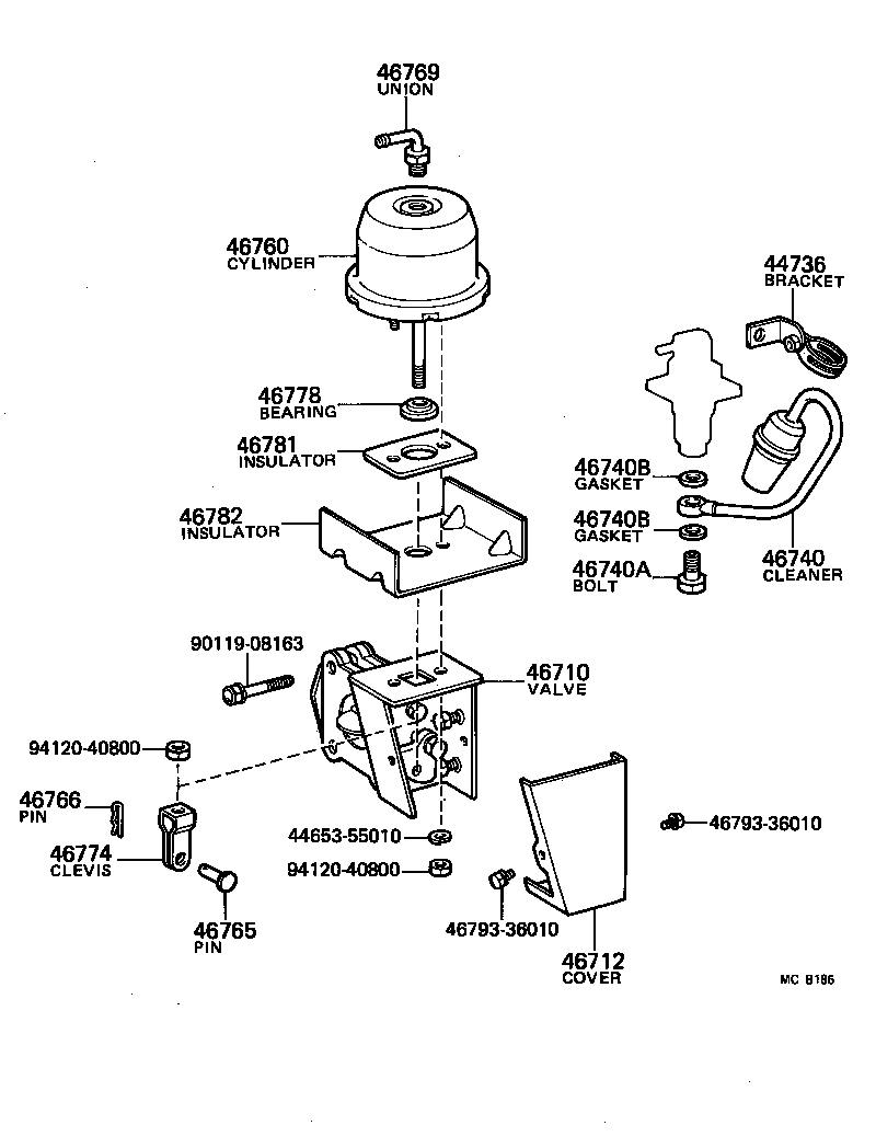  TOYOACE |  EXHAUST BRAKE ASSEMBLY VACUUM CYLINDER