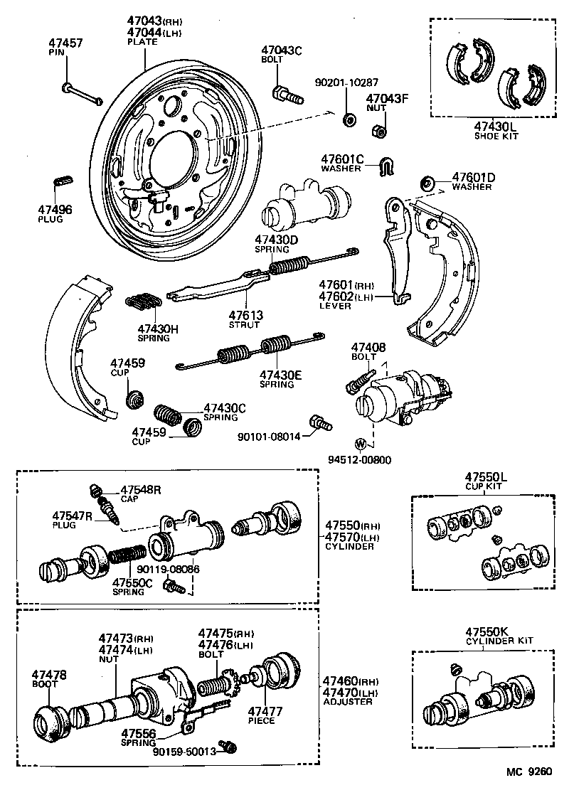  HIACE TRUCK |  REAR DRUM BRAKE WHEEL CYLINDER BACKING PLATE