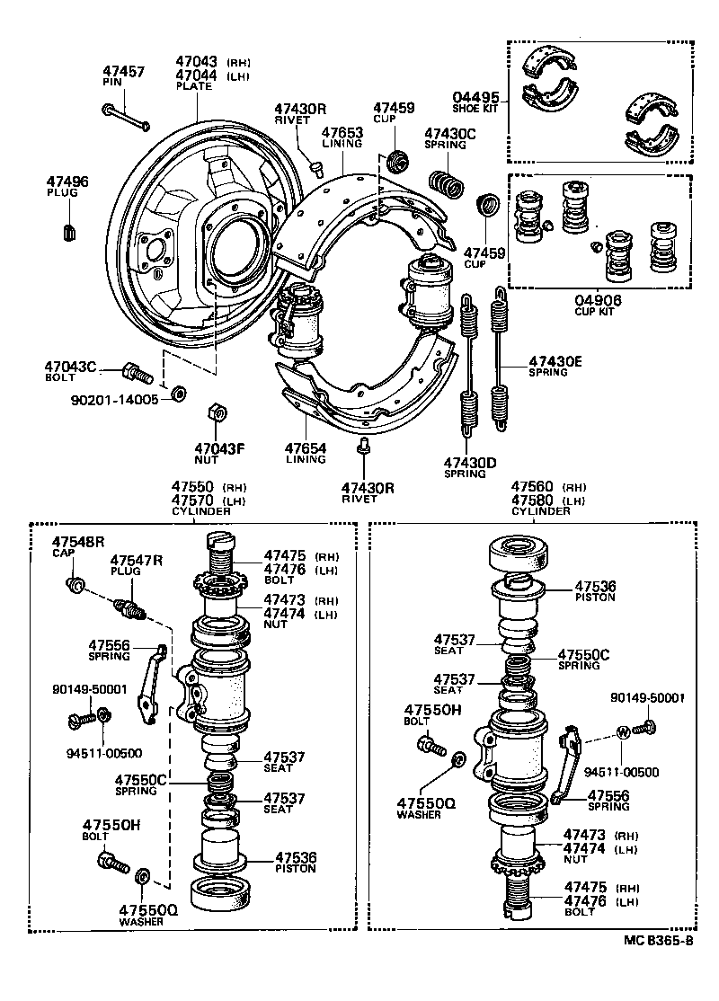  DYNA TOYOACE |  REAR DRUM BRAKE WHEEL CYLINDER BACKING PLATE
