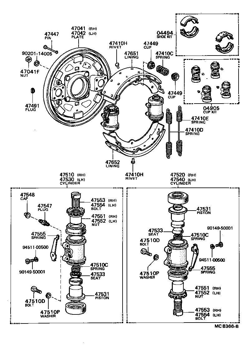  DYNA TOYOACE |  FRONT DRUM BRAKE WHEEL CYLINDER BACKING PLATE