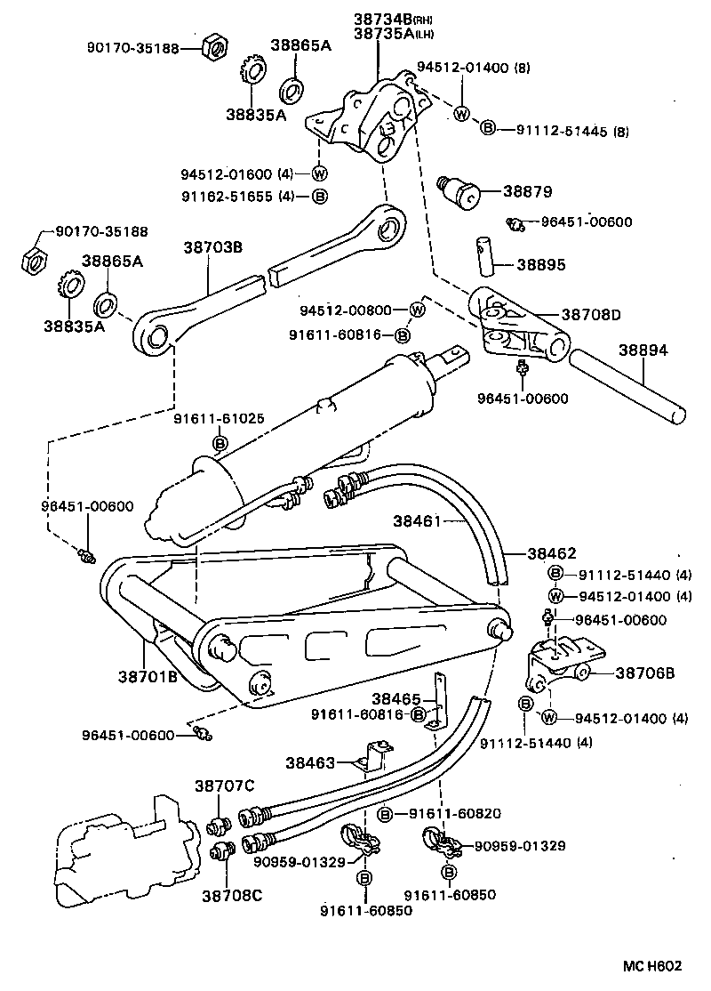  DYNA TOYOACE |  HOIST CYLINDER TRUNNION LIFT ARM