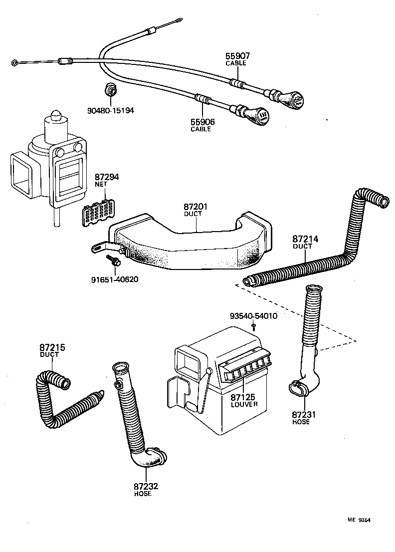  LAND CRUISER S T H T |  HEATING AIR CONDITIONING CONTROL AIR DUCT