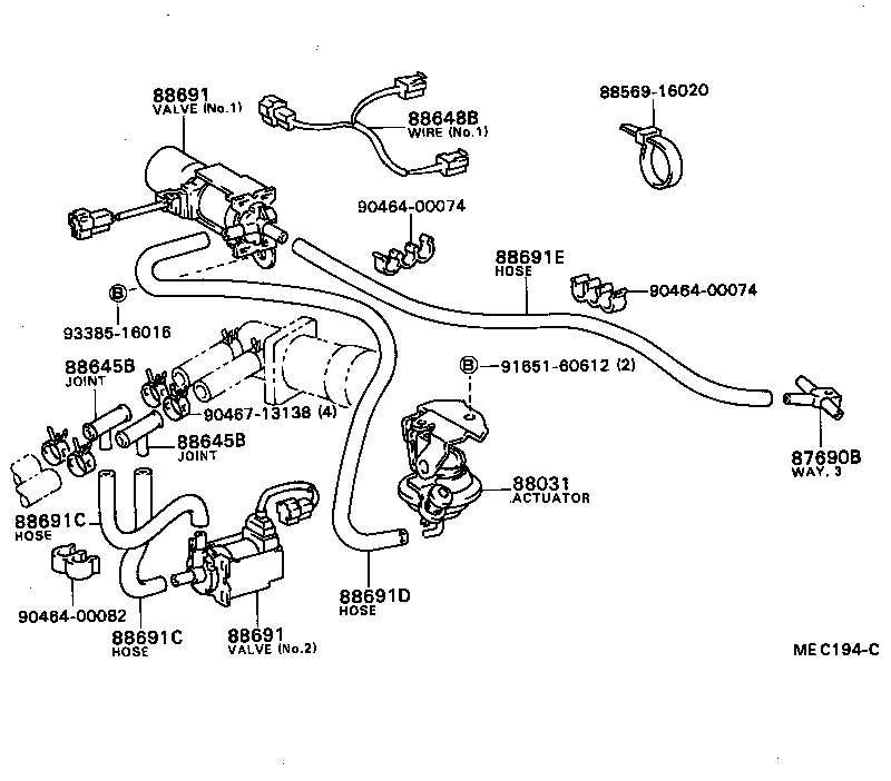  SPRINTER CARIB |  HEATING AIR CONDITIONING VACUUM PIPING