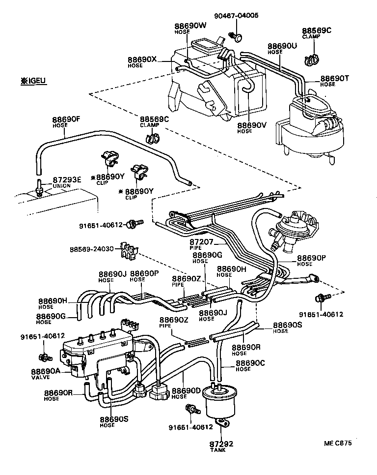  SOARER |  HEATING AIR CONDITIONING VACUUM PIPING