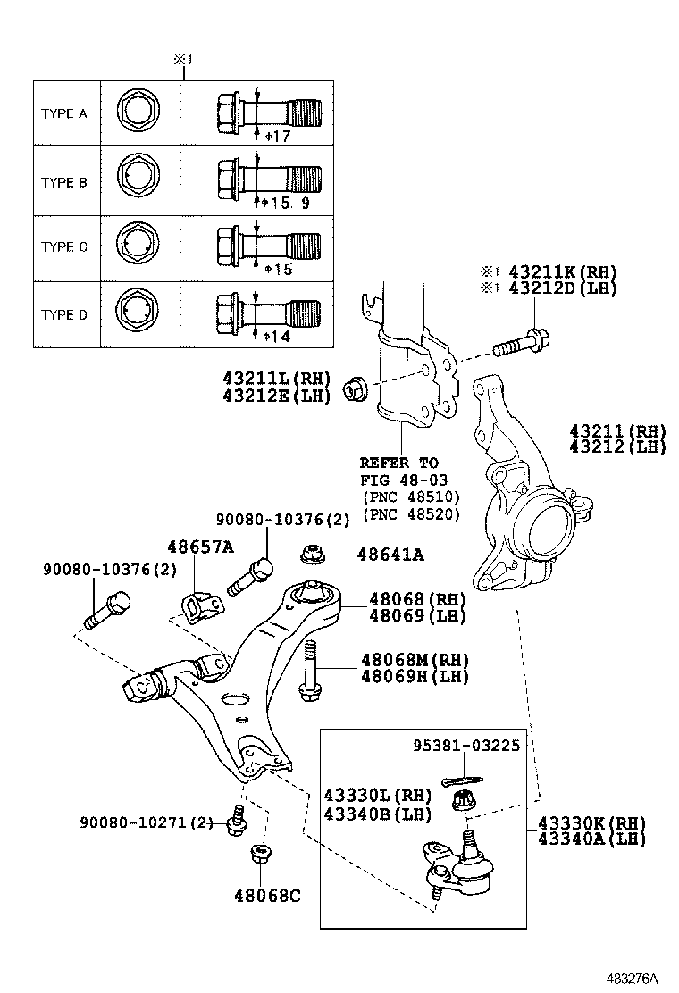 CAMRY |  FRONT AXLE ARM STEERING KNUCKLE