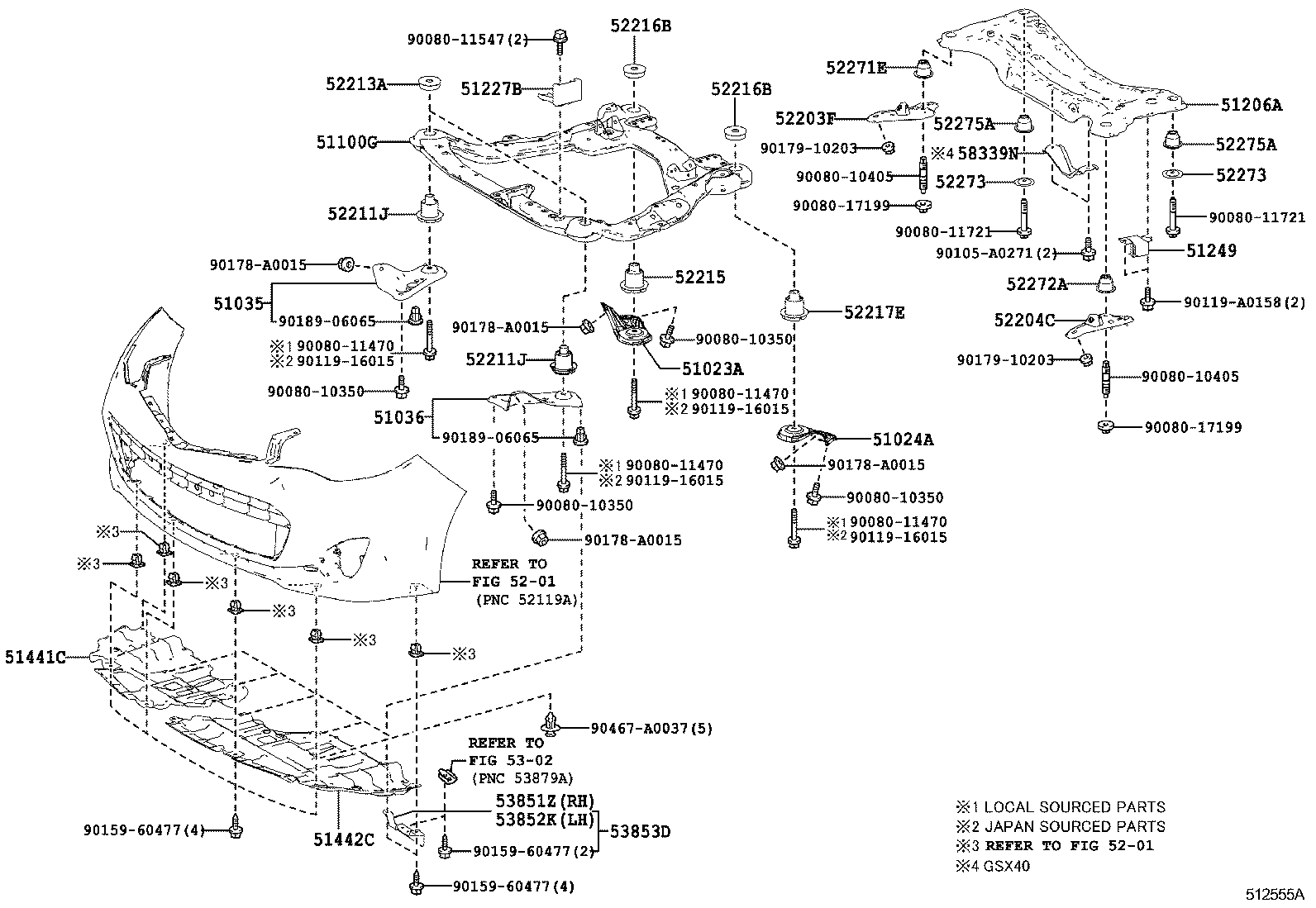  AVALON |  SUSPENSION CROSSMEMBER UNDER COVER