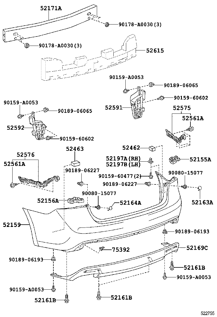  AVALON |  REAR BUMPER BUMPER STAY