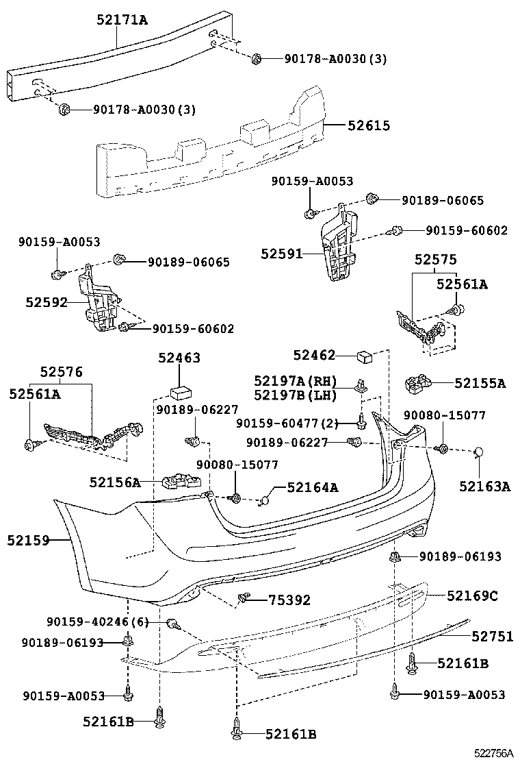  AVALON |  REAR BUMPER BUMPER STAY