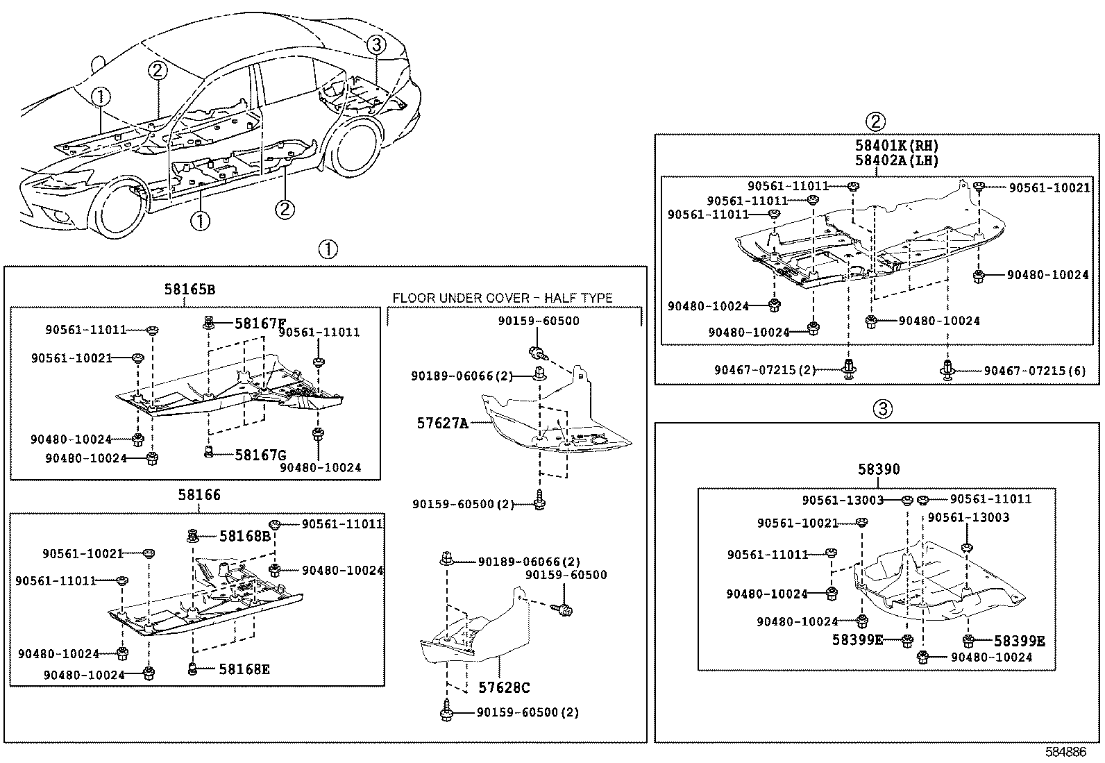  IS250 350 |  FLOOR PAN LOWER BACK PANEL