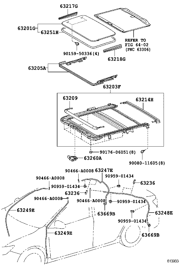  CAMRY |  ROOF PANEL BACK WINDOW GLASS