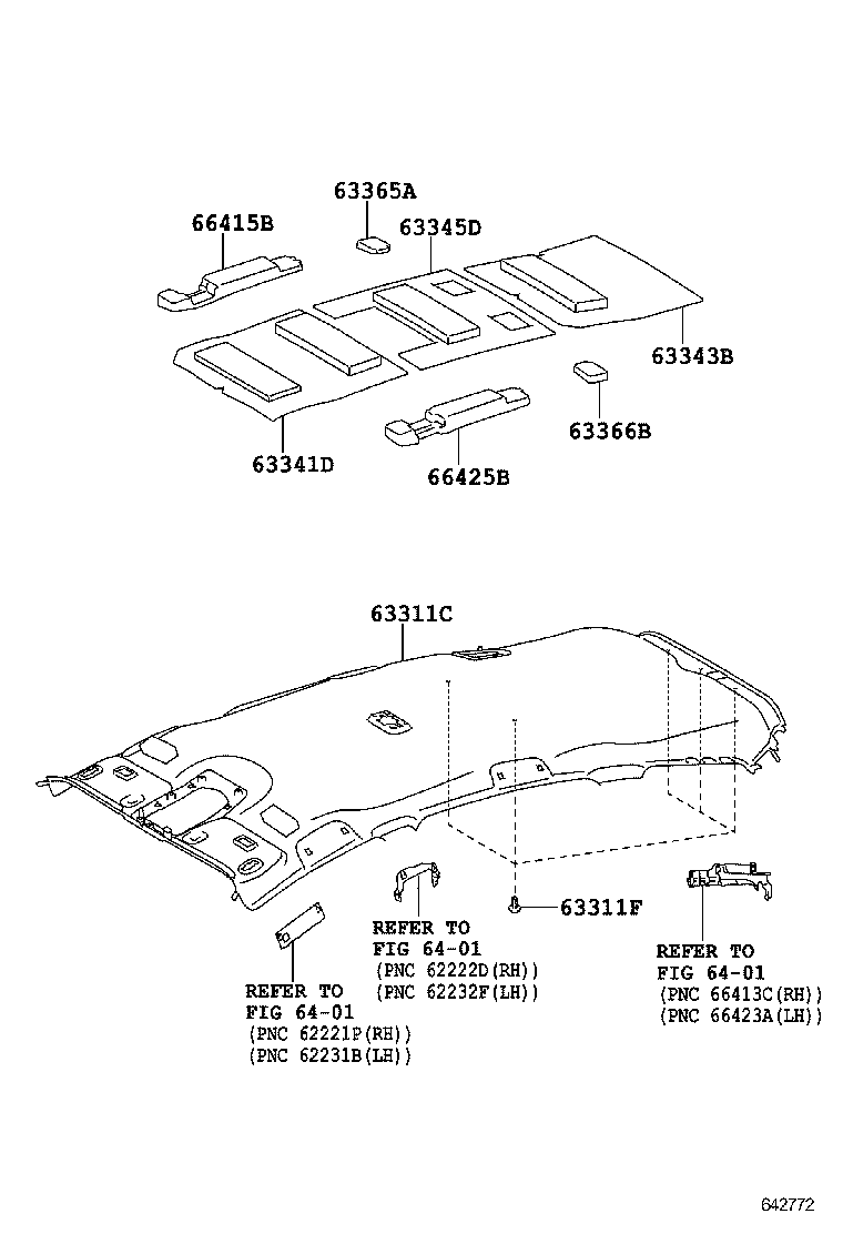  PRIUS V |  ROOF HEADLINING SILENCER PAD