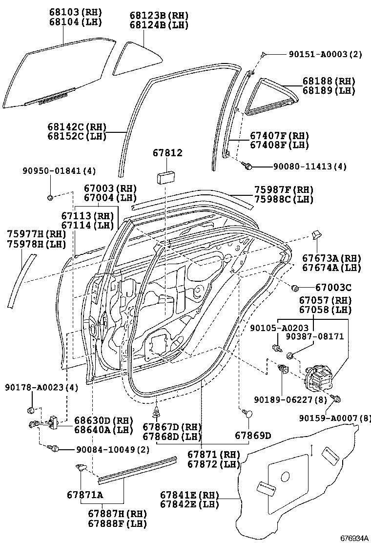  CAMRY |  REAR DOOR PANEL GLASS
