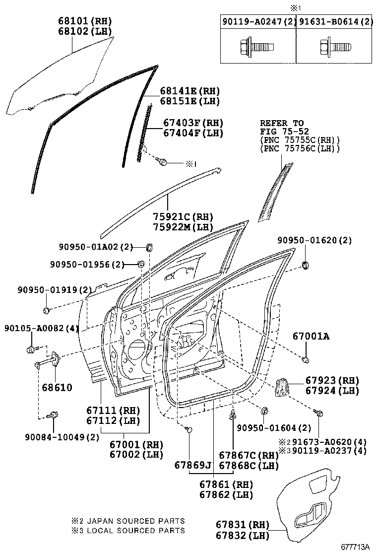  RAV4 NAP |  FRONT DOOR PANEL GLASS