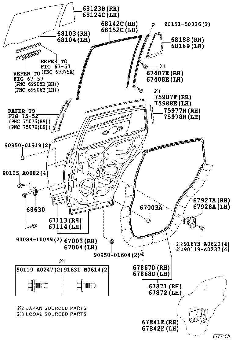  RAV4 NAP |  REAR DOOR PANEL GLASS
