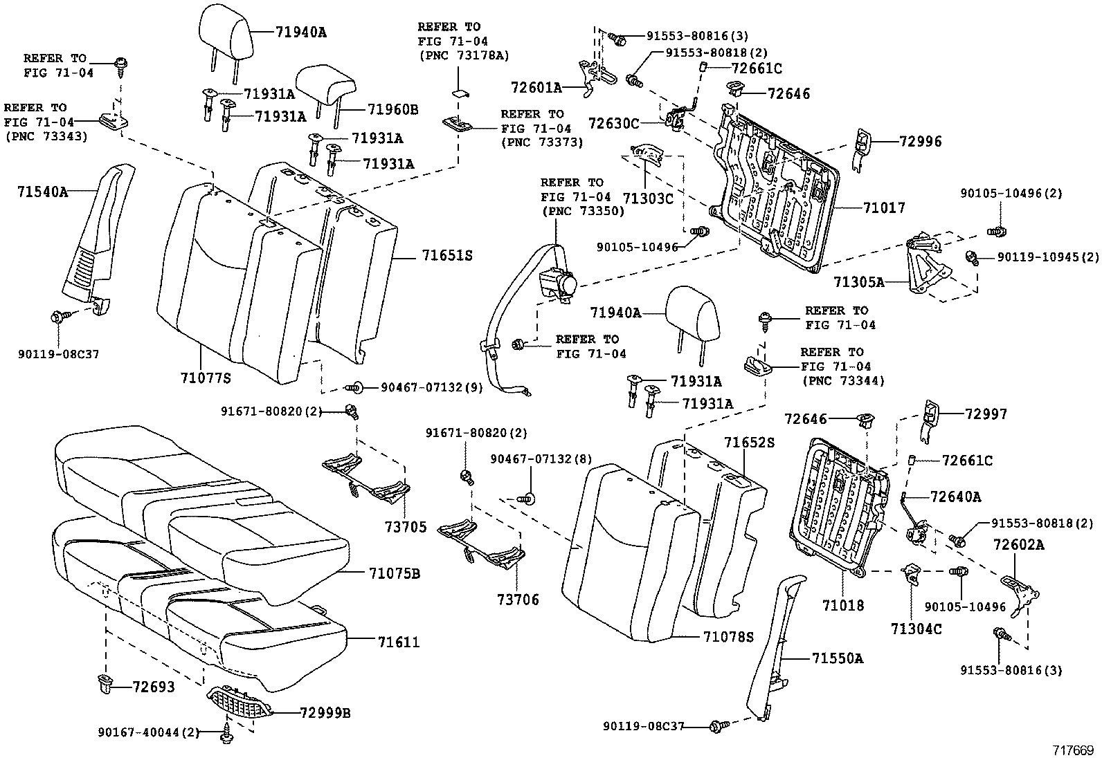  PRIUS PLUG IN HBD |  REAR SEAT SEAT TRACK