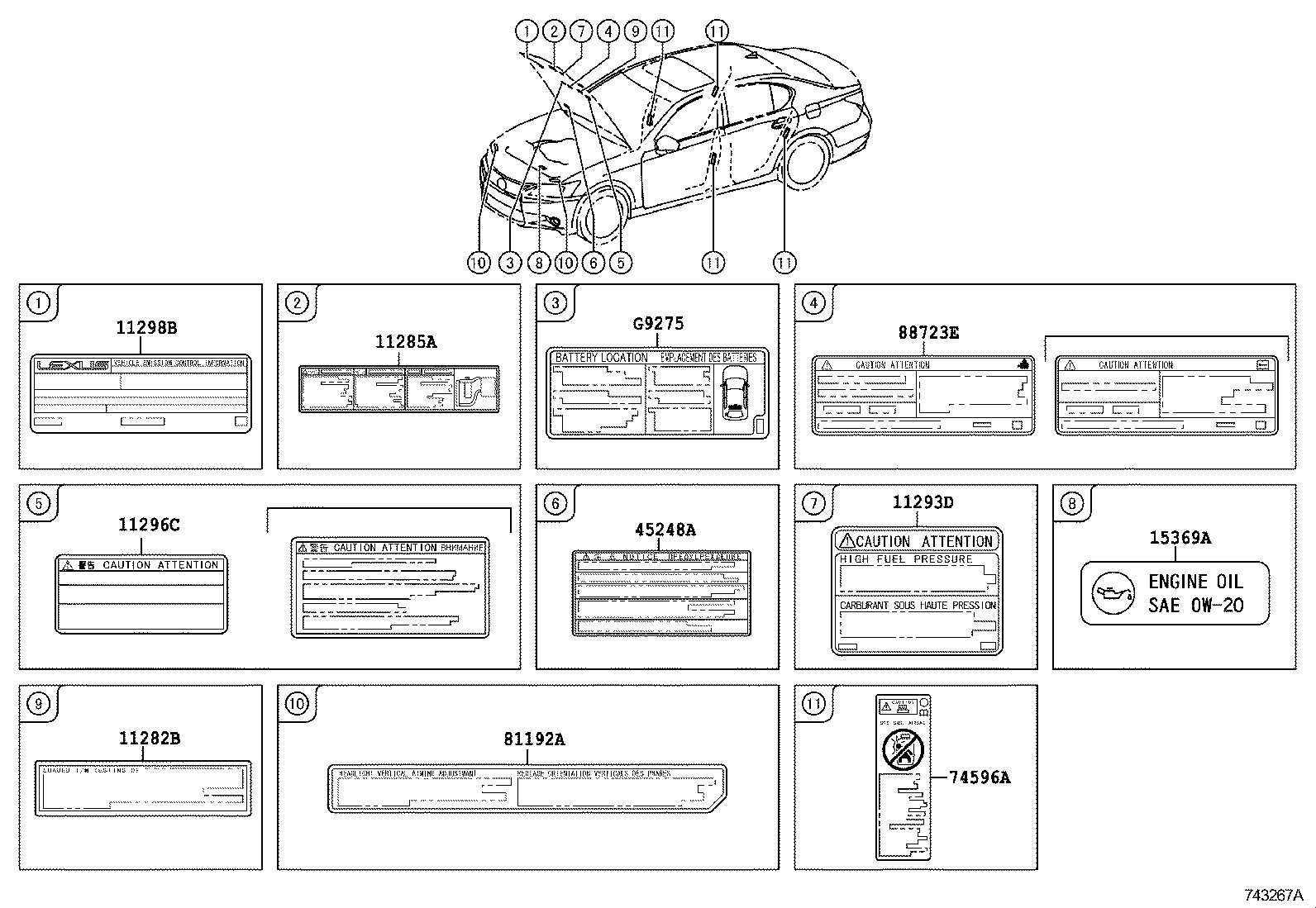  GS250 350 450H |  CAUTION PLATE EXTERIOR INTERIOR