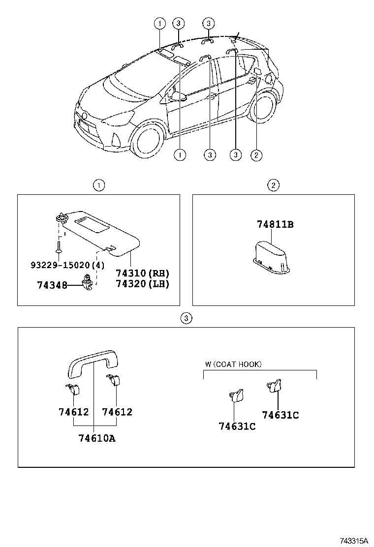  PRIUS C |  ARMREST VISOR