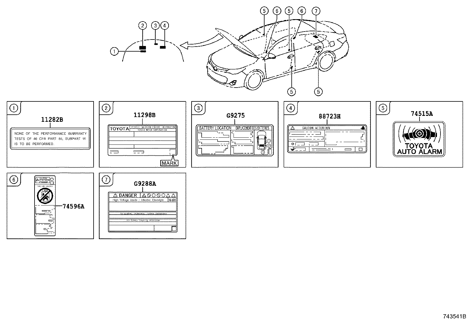  AVALON |  CAUTION PLATE EXTERIOR INTERIOR