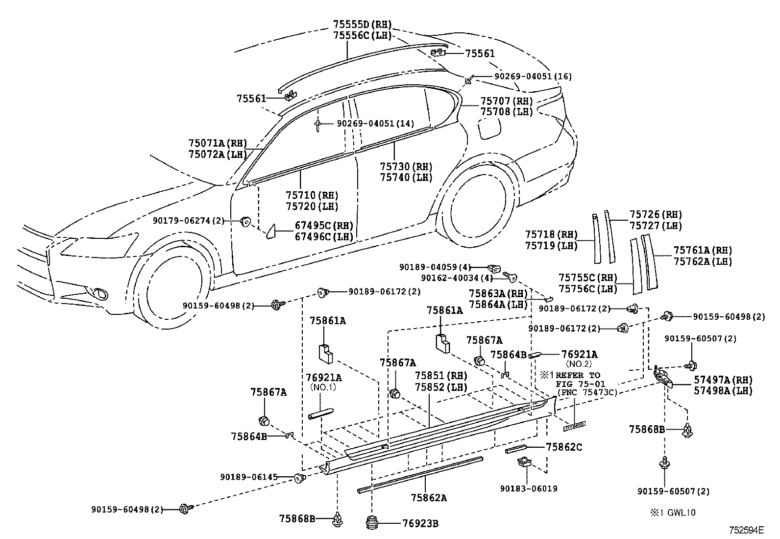  GS250 350 450H |  SIDE MOULDING