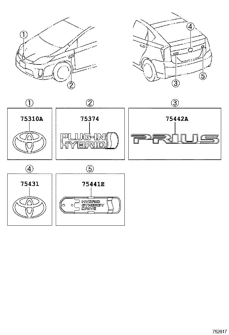  PRIUS PLUG IN HBD |  EMBLEM NAME PLATE EXTERIOR INTERIOR