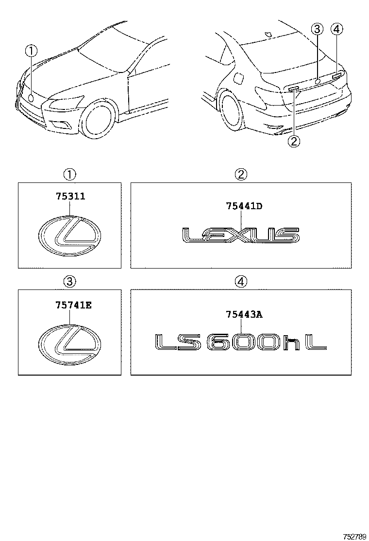  LS600HL |  EMBLEM NAME PLATE EXTERIOR INTERIOR