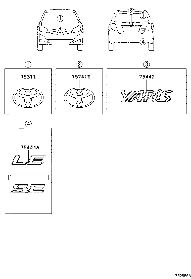  YARIS FRP |  EMBLEM NAME PLATE EXTERIOR INTERIOR