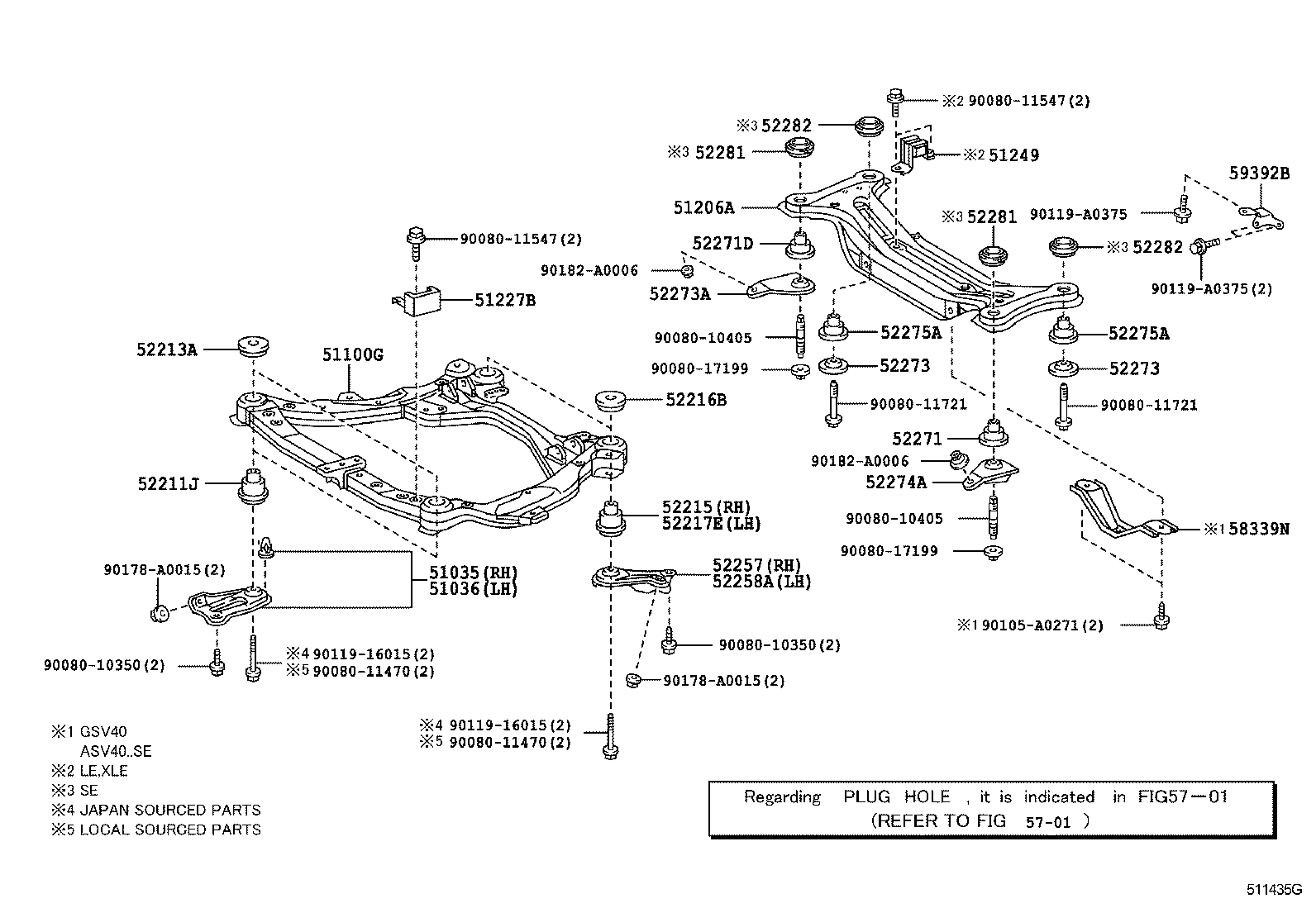  CAMRY NAP |  SUSPENSION CROSSMEMBER UNDER COVER