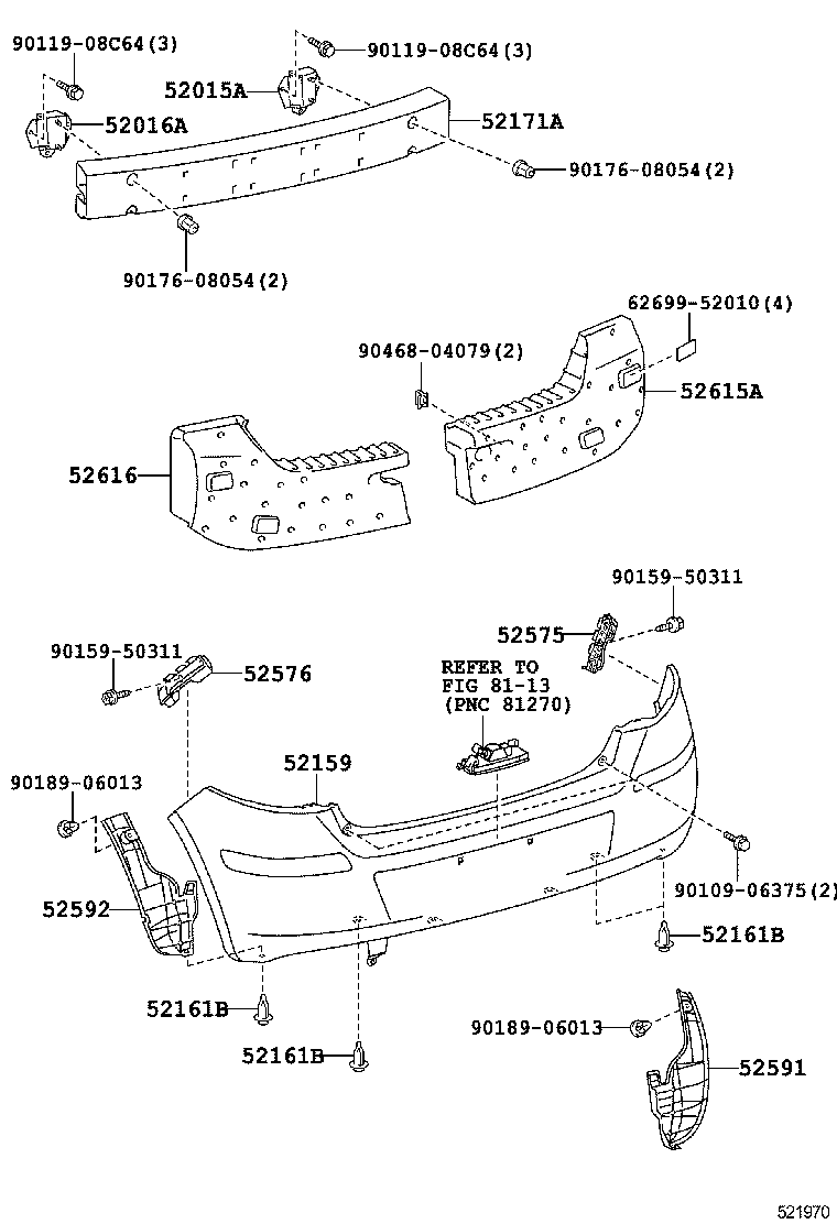  YARIS |  REAR BUMPER BUMPER STAY