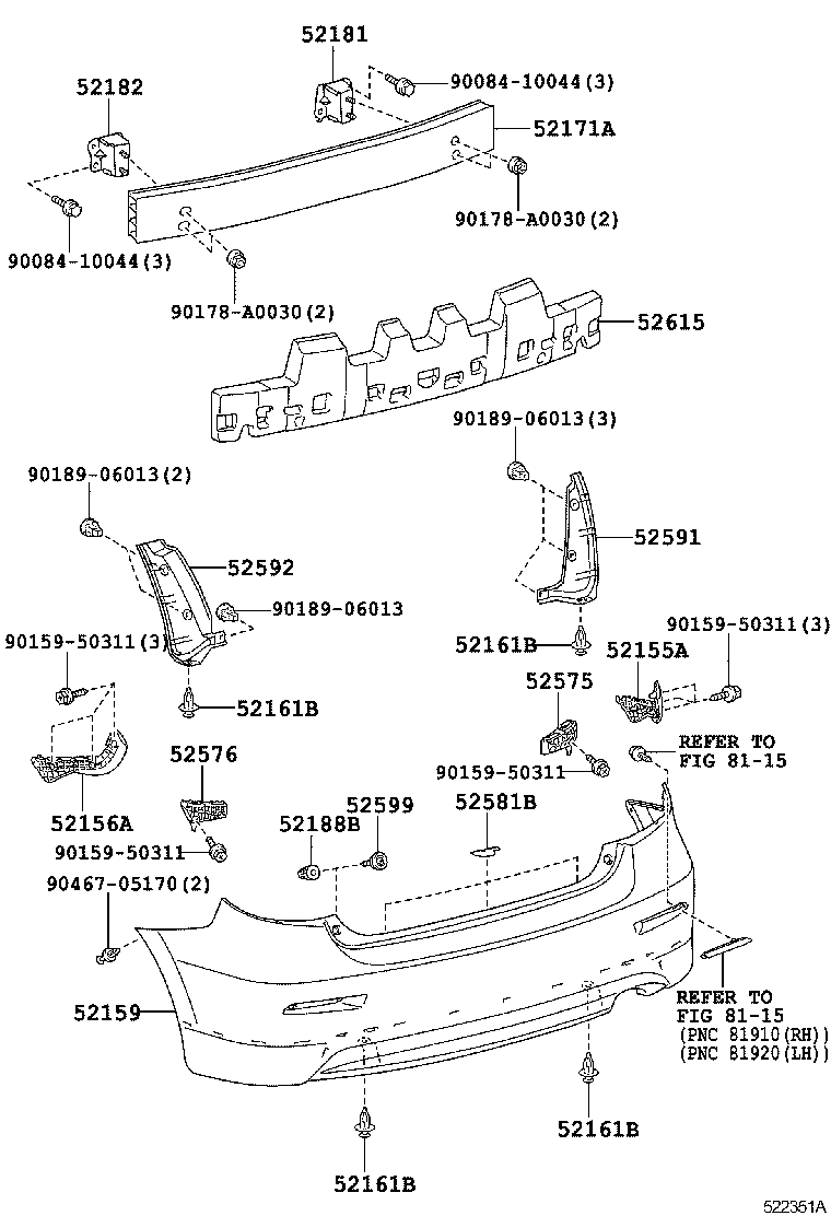  MATRIX |  REAR BUMPER BUMPER STAY