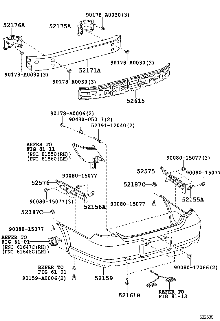  AVALON |  REAR BUMPER BUMPER STAY