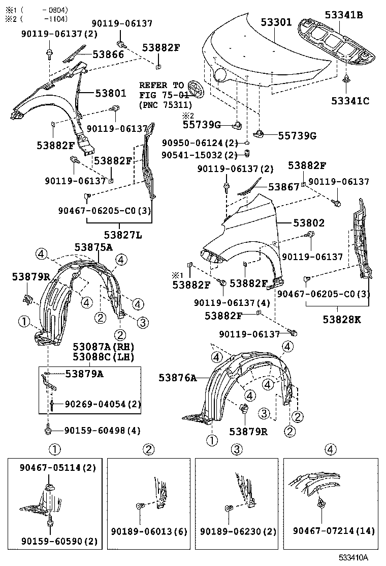  SCION XD |  HOOD FRONT FENDER